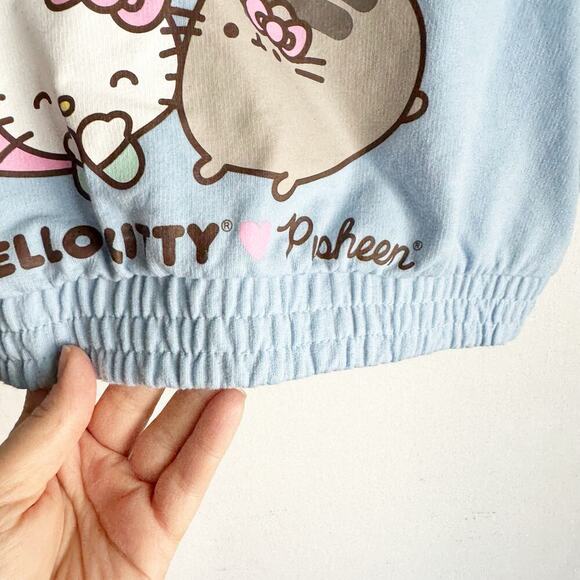 Hello Kitty x Pusheen Sky Blue Sleeveless Bra Tank Crop Top Whimsical Preppy XXL - Picture 8 of 9